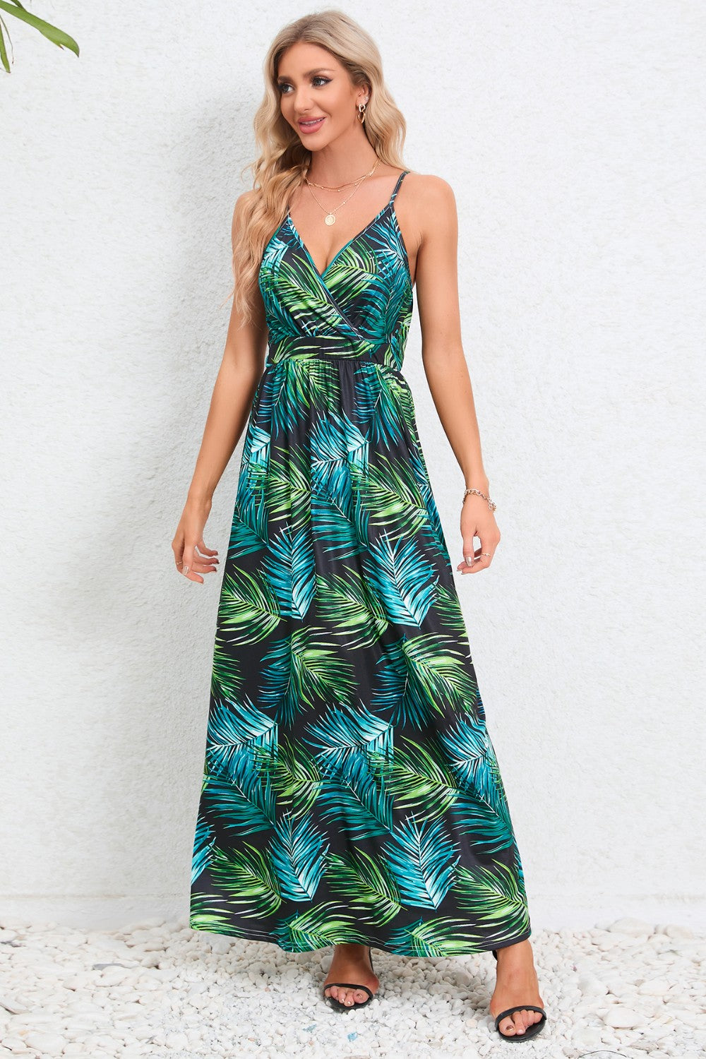 Regular & Plus Size Printed Surplice Maxi Dress