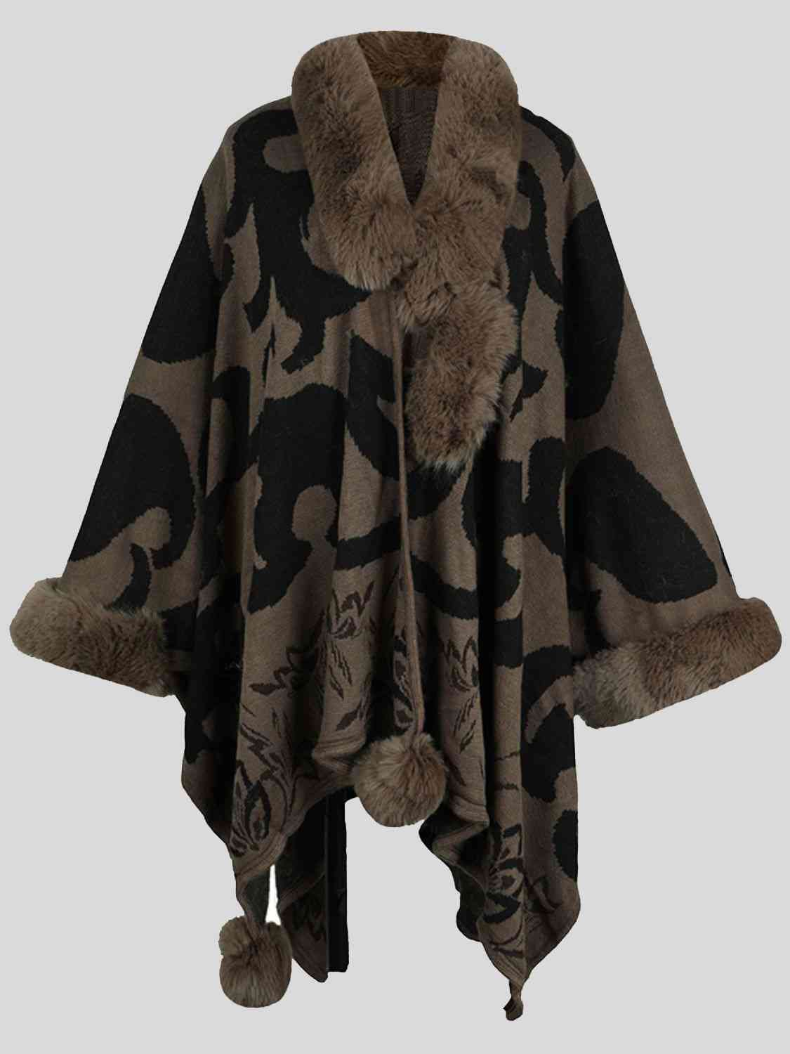 Fabulous Faux Fur Trim Poncho