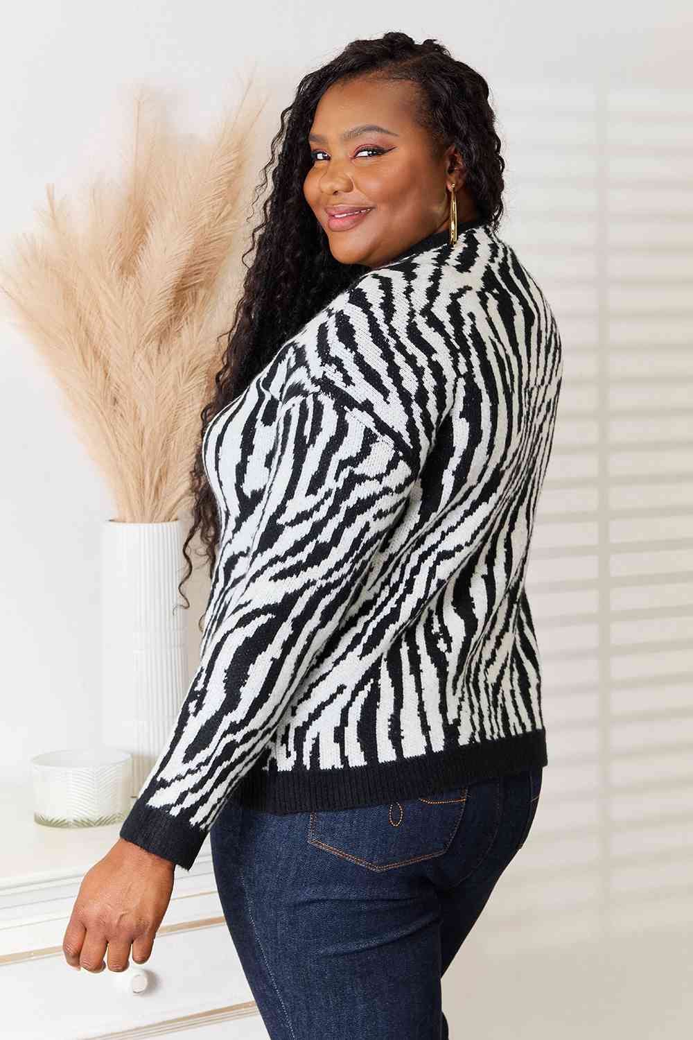 Regular and Curvy Size Zebra Print Sweater