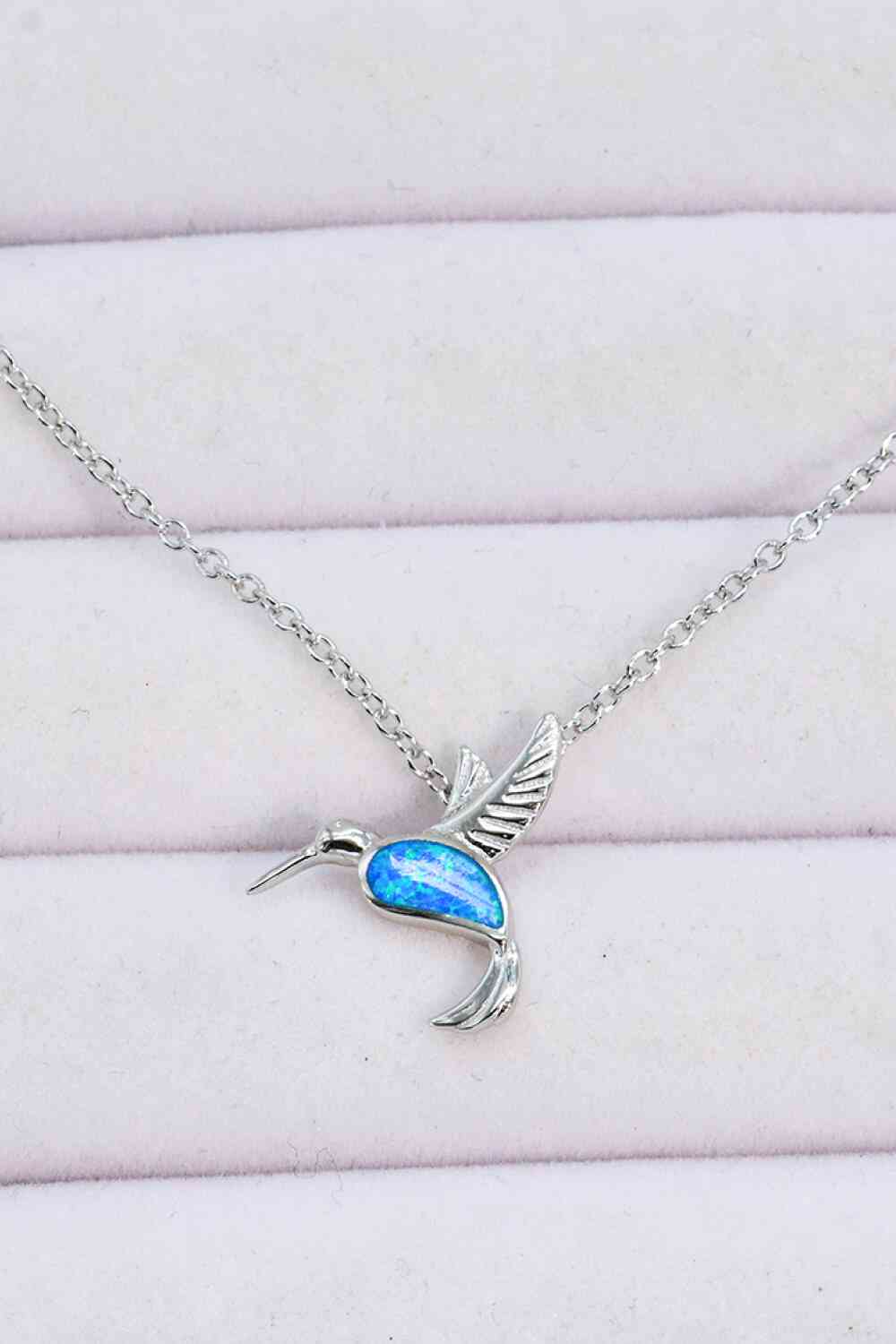 Australian Opal Humming Bird Sterling Silver Necklace