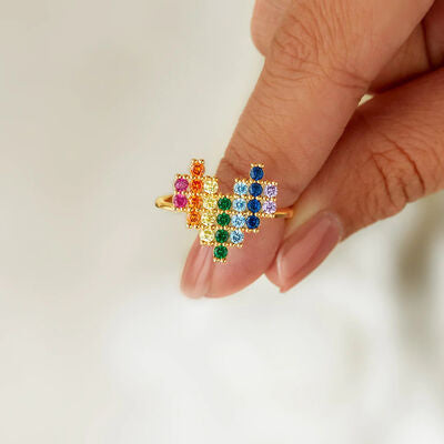 Multicolor Heart Shape 925 Sterling Silver Ring