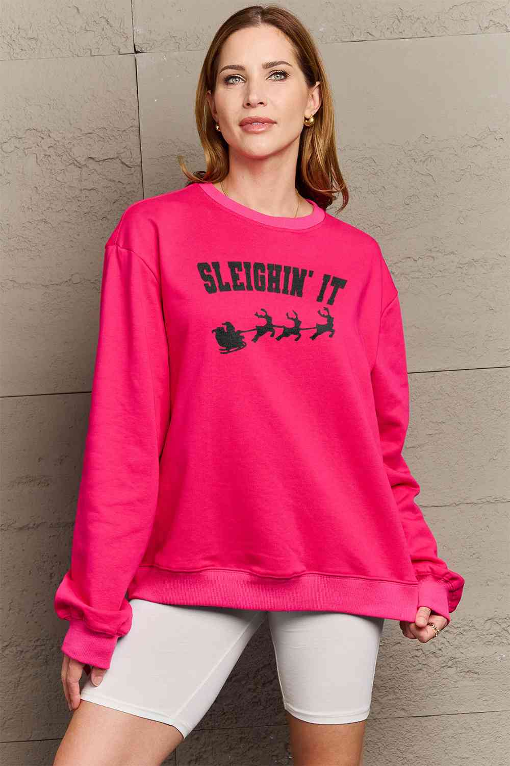 Regular and Curvy Size SLEIGHIN' IT Graphic Sweatshirt