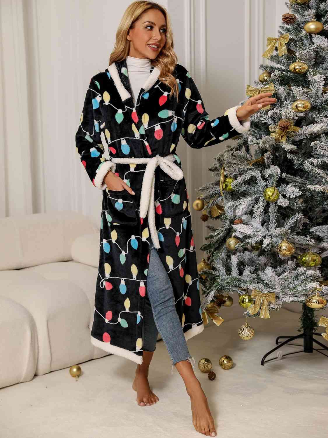 Regular & Plus Size Festive Hooded Robe