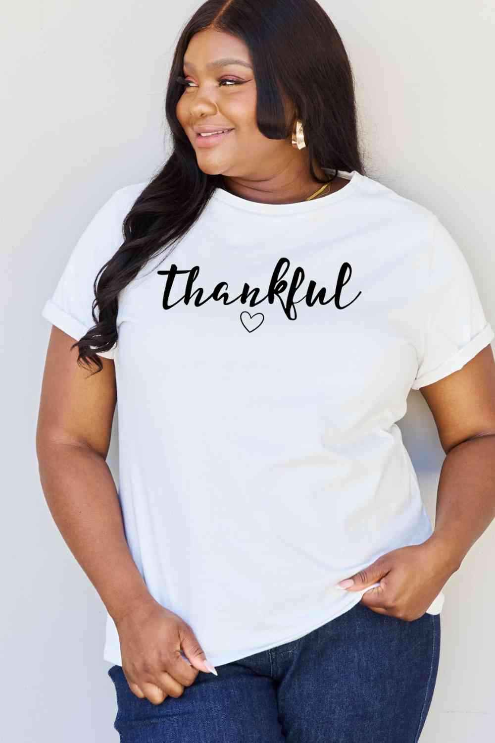 Regular & Curvy Size THANKFUL Graphic T-Shirt