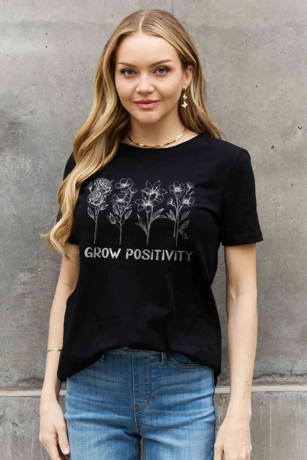 GROW POSITIVITY Graphic Cotton Tee