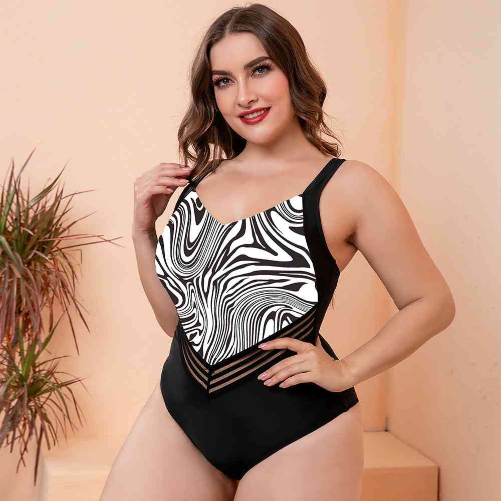 Full Size Zebra Print One-Piece Swimsuit