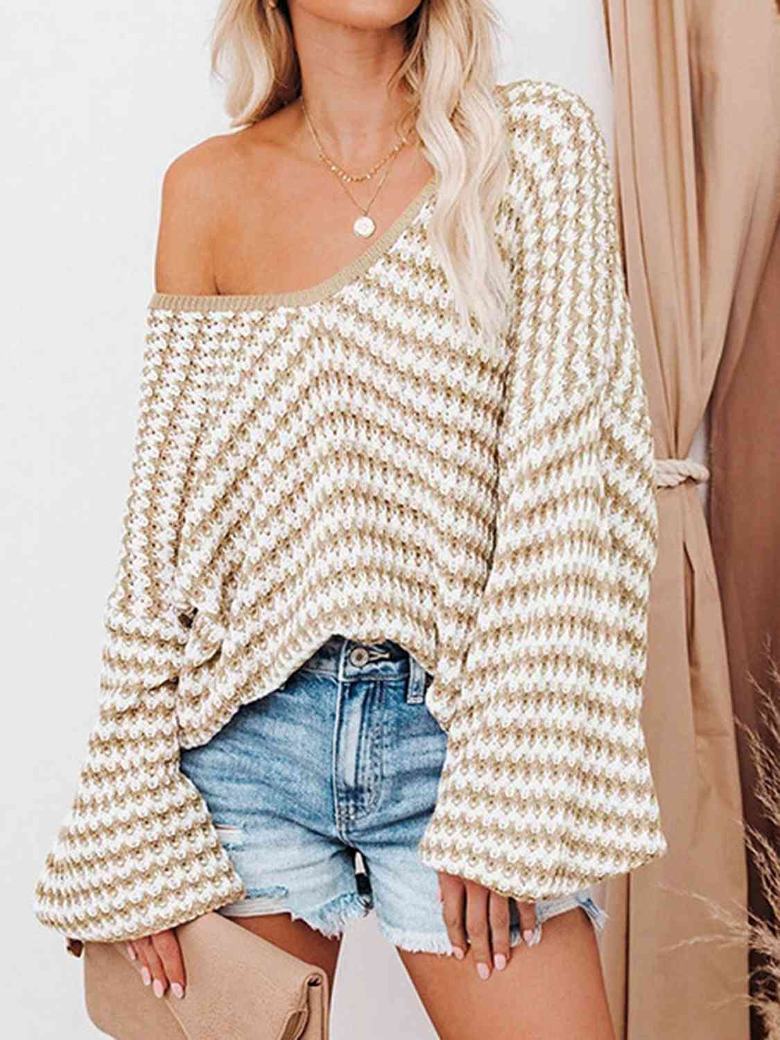 Striped V-Neck Sweater