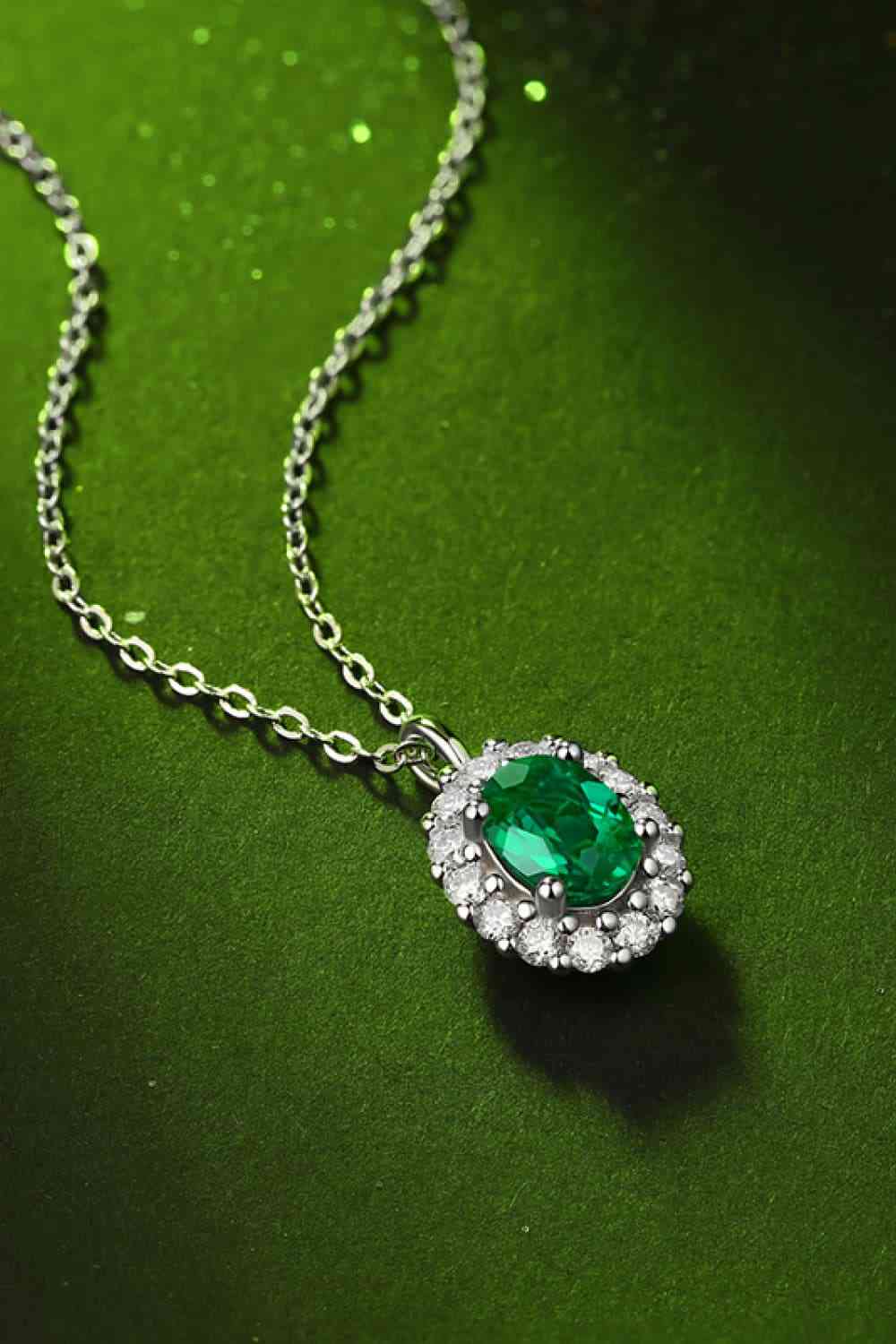 1.5 Carat Lab-Grown Emerald Sterling Silver Necklace