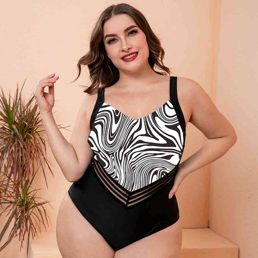 Full Size Zebra Print One-Piece Swimsuit