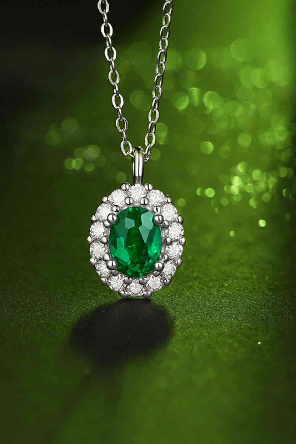 1.5 Carat Lab-Grown Emerald Sterling Silver Necklace