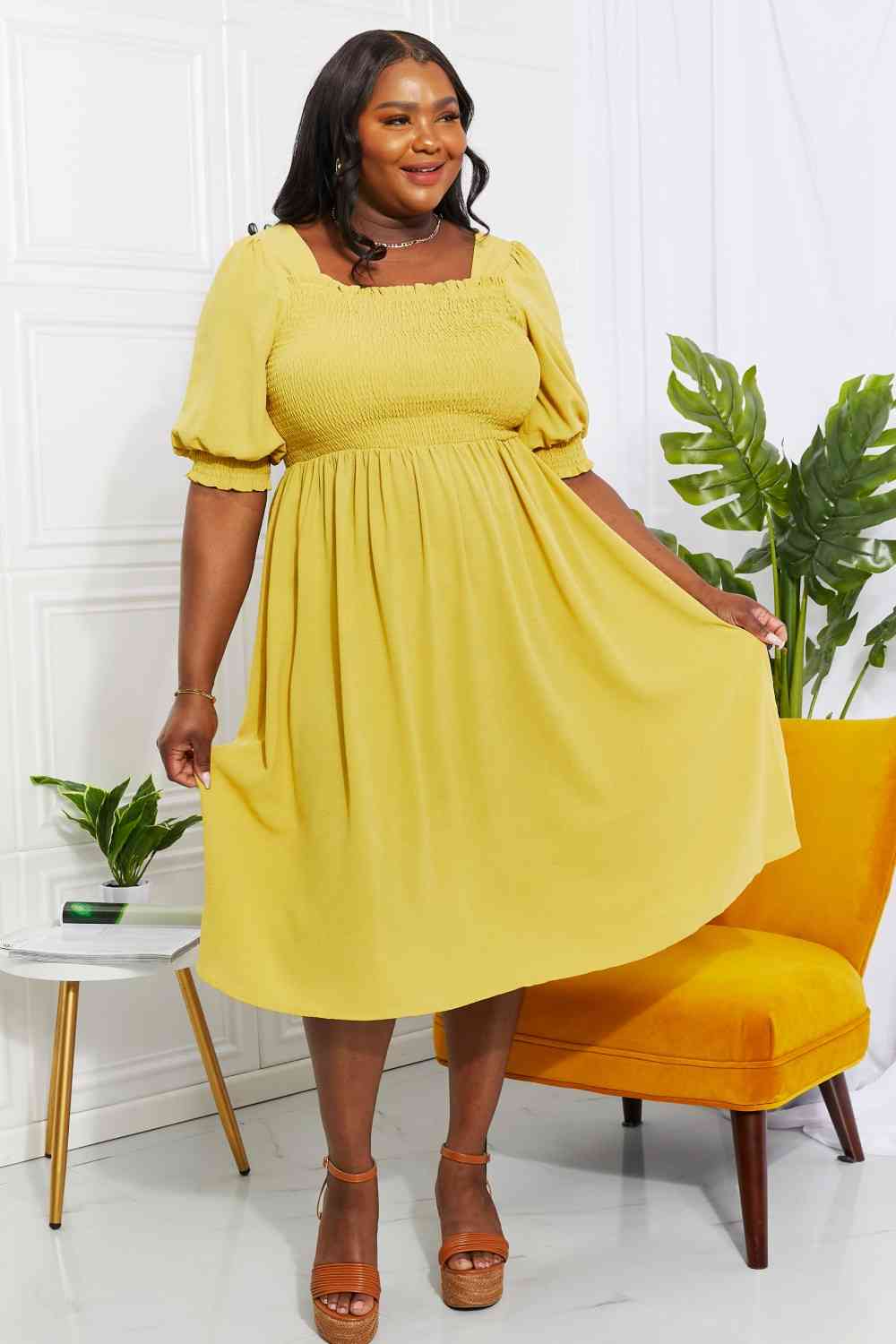 Regular & Plus Size Love You Forever Square Neck Midi Dress