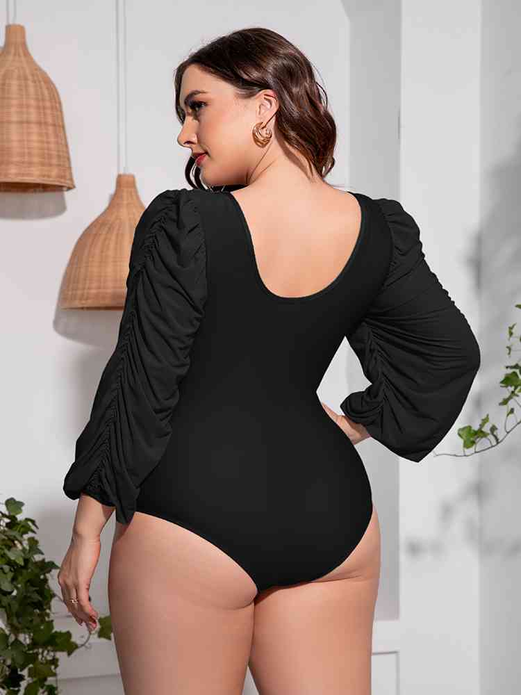 Plus Size Deep V One-Piece Swimsuit