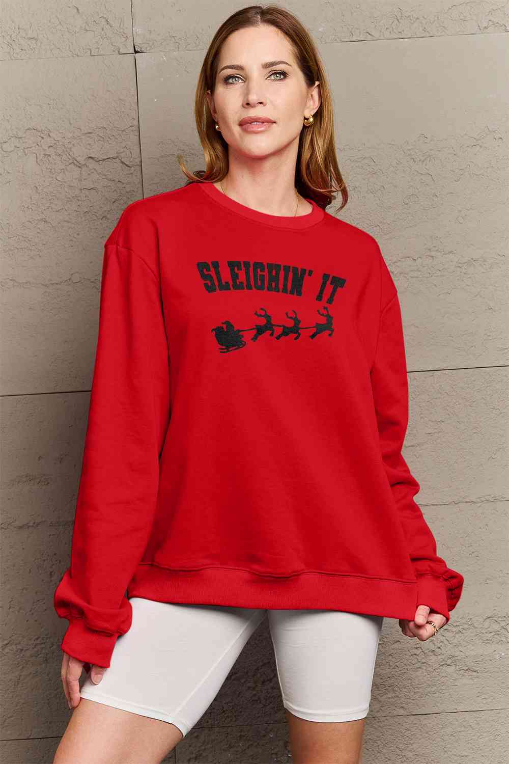 Regular and Curvy Size SLEIGHIN' IT Graphic Sweatshirt