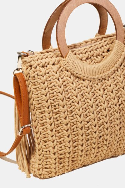 Fabulous Handmade Crochet Knit Tote Bag with Tassel